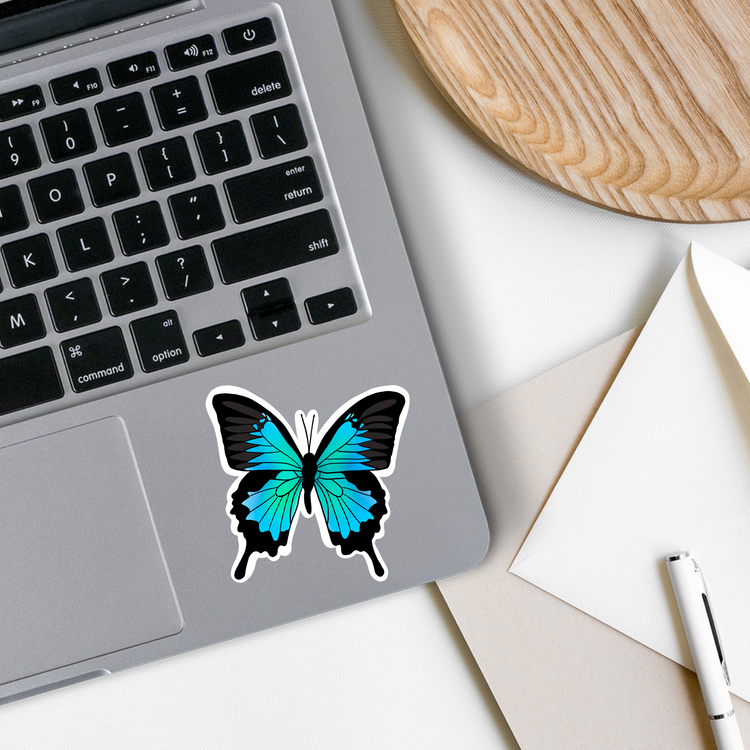 Blue Butterfly Vinyl Sticker | Holographic | 2.5": Regular / No