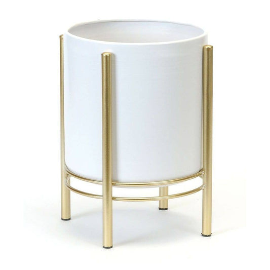 WHT/GOLD FLOOR PLANTER SMALL