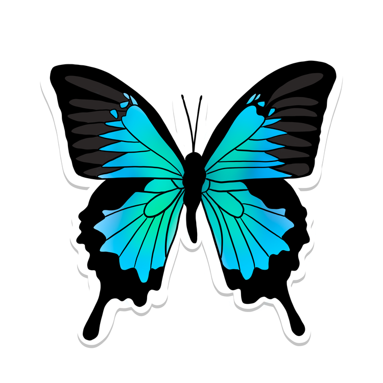 Blue Butterfly Vinyl Sticker | Holographic | 2.5": Regular / No