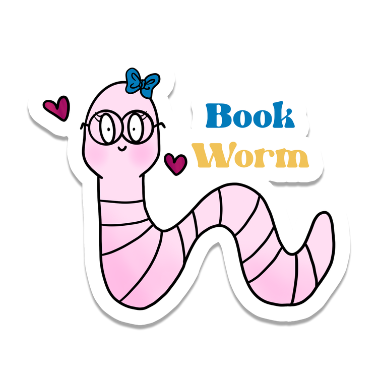 Book Worm Vinyl Sticker | 3": No