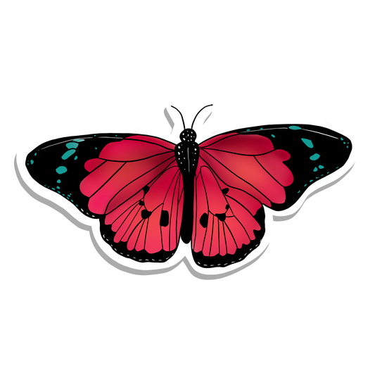 Pretty Pink Cottagecore Butterfly Vinyl Sticker | Holo | 3": Regular / No